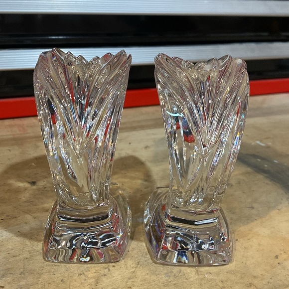 Vintage Gorham Crystal Wave Candlestick Holder Pair - Picture 2 of 7